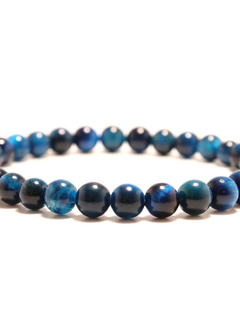 Blue Tiger Eye Beaded Stretch Bracelet - Brand